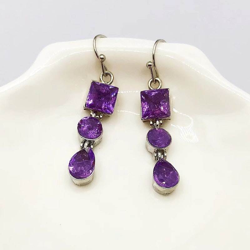 Boho Dangle Earrings for Women Vintage Selenite Turquoise Drop Earrings Ethnic Retro Pendant Ear Hook Beach Party Jewelry Gift