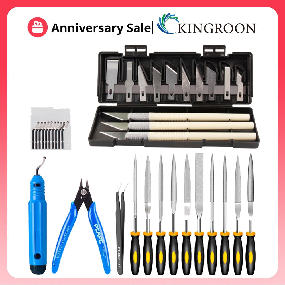 KINGROON Deburring Tool Kit Engraving Knife Carving Tool DIY 3D Printer Part 3D Model File Cutter Scraper Material Removal Tool