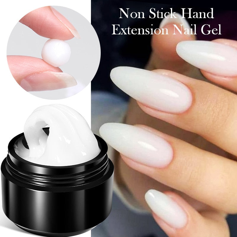 BORN PRETTY 15ML Non Stick Hand Solid Extension Nail Gel Clear Nude Pink Extension Gel Rhinestone Glue Gel Easy to Operate