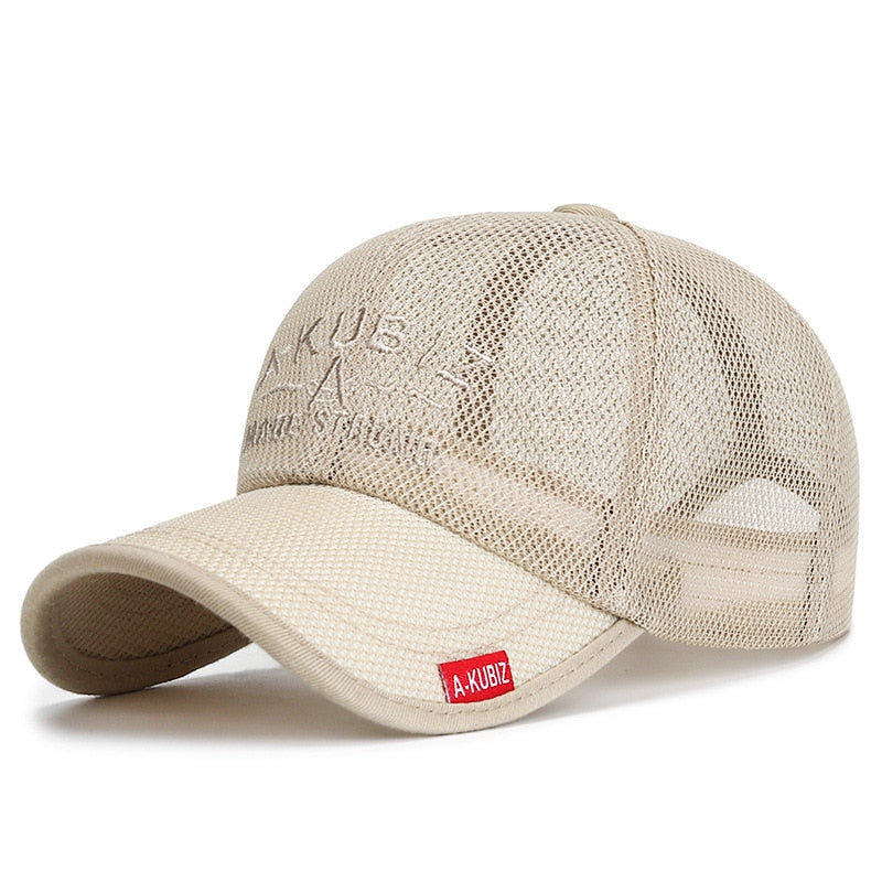 Men's Mesh Baseball Cap Breathable Summer Caps Dad Hat Outdoor Fishing Hats Bone Gorras Snapback Trucker Cap Sunscreen Visor Hat