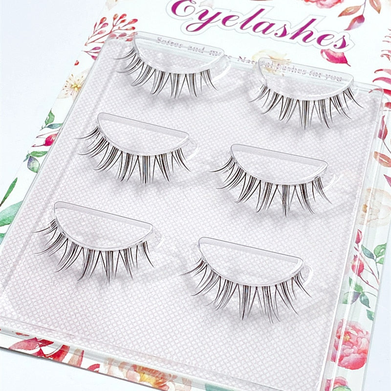 NEW Wholesale Mink Eyelashes 3pair lashes invisible band mink lashes reusable false eyelashes Makeup in Bulk