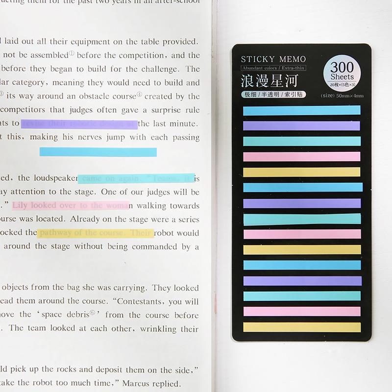 300 Sheets Rainbow Color Index Memo Pad Posted It Sticky Notes Paper Sticker Notepad Bookmark School Supplies Kawaii Stationery
