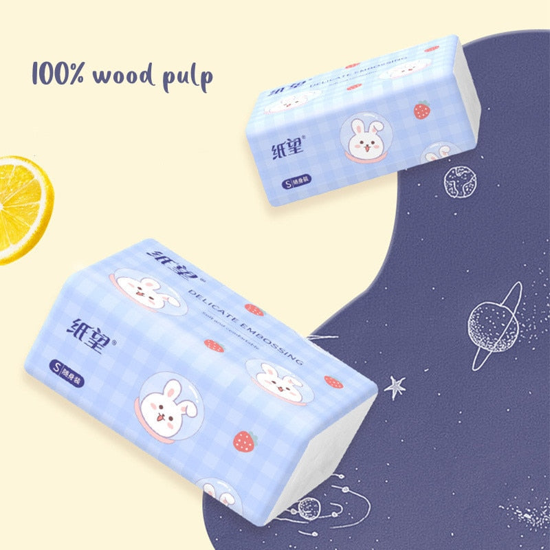 Facial Tissues Packs Pocket Paper Napkins Travel Size Mini Cute Print 4 Ply for Kid School Travel Camping Office Daily Use