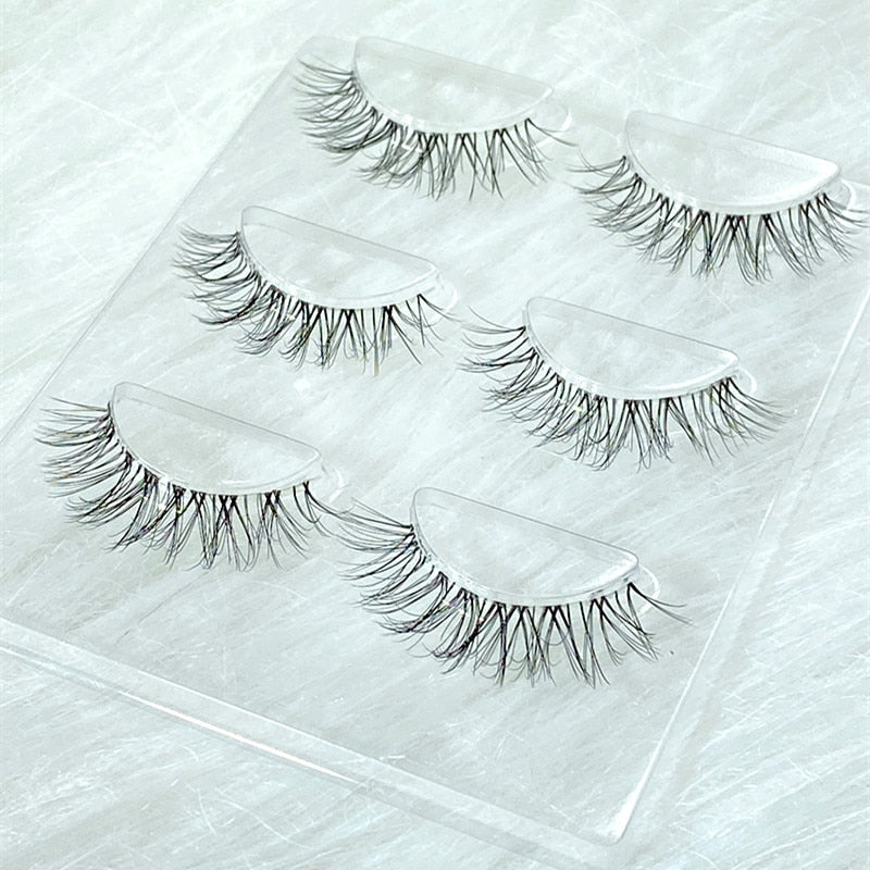 NEW Wholesale Mink Eyelashes 3pair lashes invisible band mink lashes reusable false eyelashes Makeup in Bulk