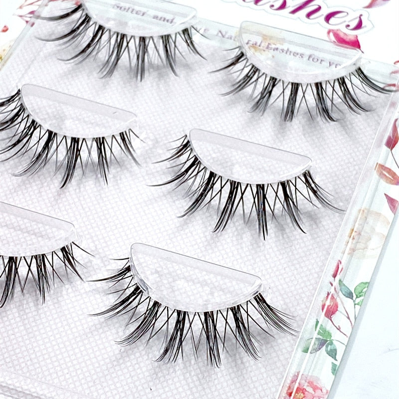 NEW Wholesale Mink Eyelashes 3pair lashes invisible band mink lashes reusable false eyelashes Makeup in Bulk