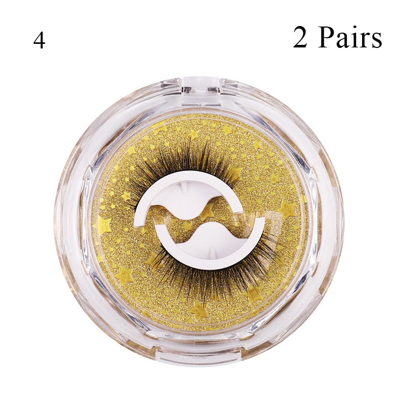1Pair Reusable Self-adhesive False Eyelashes 3D Mink Lashes Glue-free Eyelash Extension 3 Seconds to Wear No Glue Needed Lashes