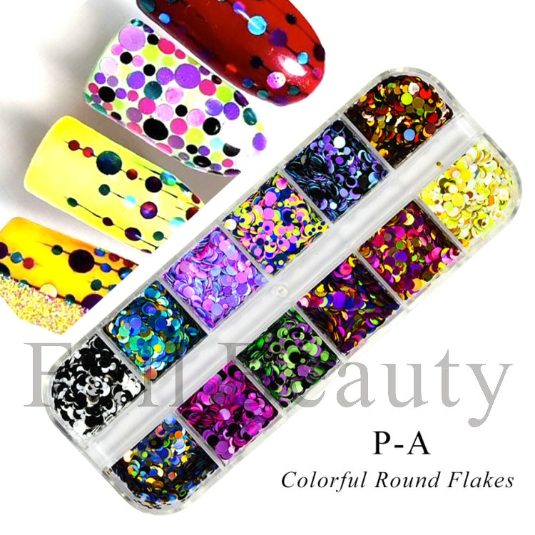 Iridescent Mixed Hexagon Nail Glitter Sequins Holo Flakes Nail Art Powder Gel Polish Paillette Manicure Accessories LADJ01-12-2