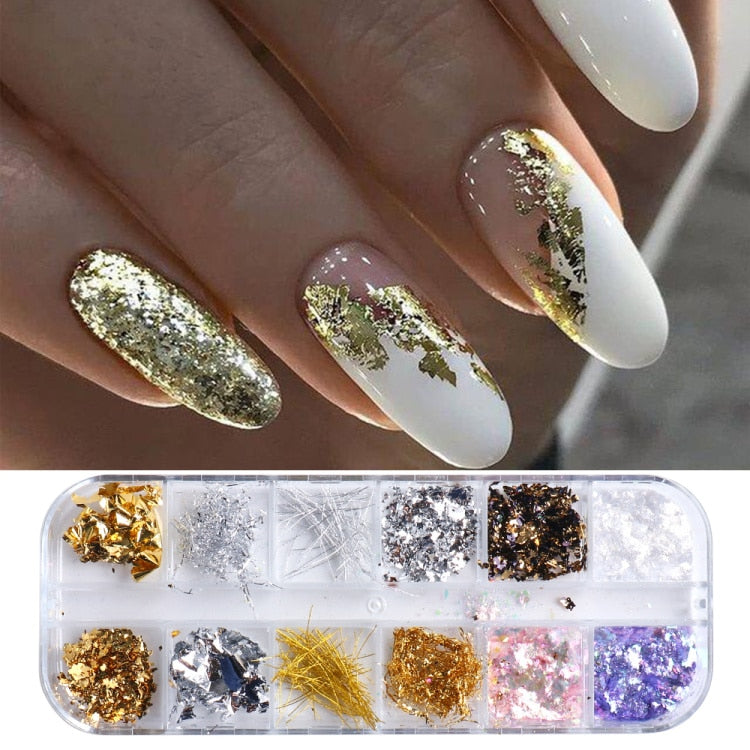 Iridescent Mixed Hexagon Nail Glitter Sequins Holo Flakes Nail Art Powder Gel Polish Paillette Manicure Accessories LADJ01-12-2