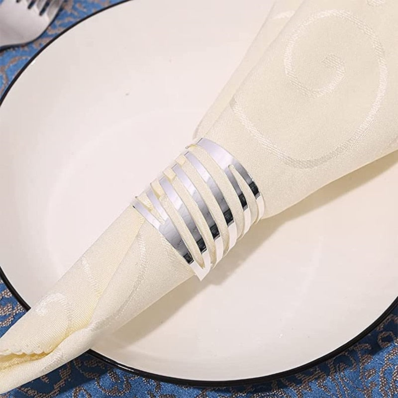 12pcs Back Pattern Wedding Napkin Rings Table Decoration Hollow Out Family Gatherings Everyday Use Napkin Buckle Holder