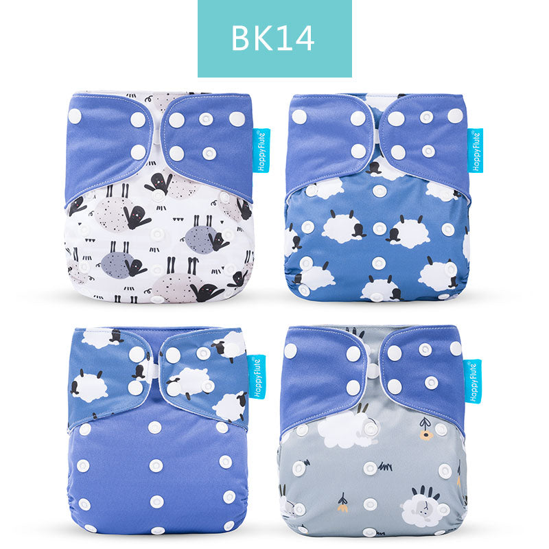 Happyflute 2023 4pcs/set Washable Eco-friendly Baby Cloth Diaper Ecological Adjustable Nappy Reusable Diaper Fit 0-2year 3-15kg