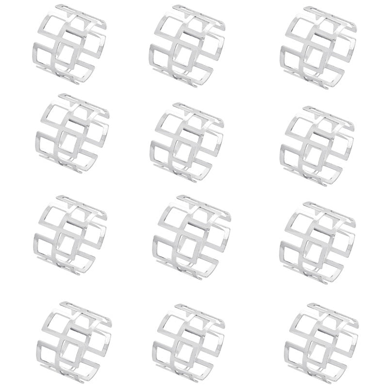 12pcs Back Pattern Wedding Napkin Rings Table Decoration Hollow Out Family Gatherings Everyday Use Napkin Buckle Holder