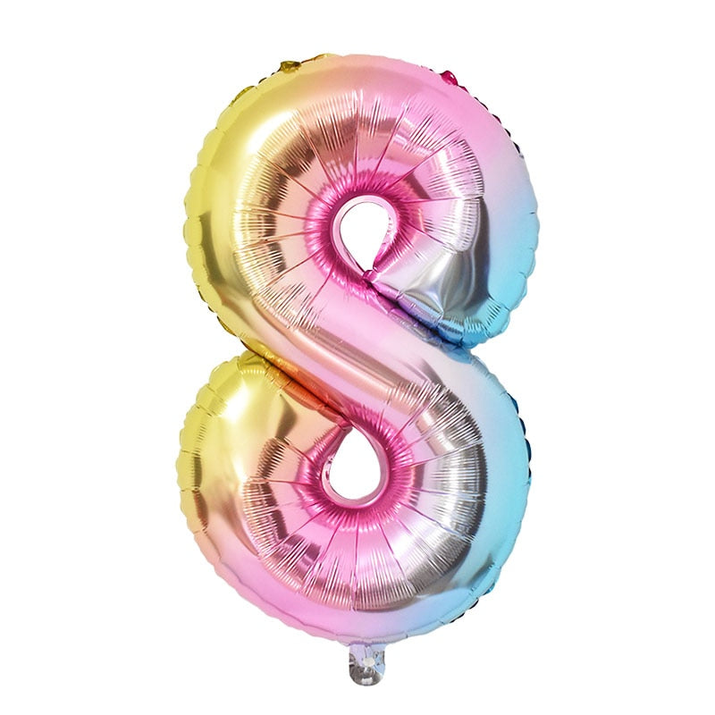 1Set Rainbow Unicorn Balloon 32 inch Number Foil Balloons 1st Kids Unicorn Theme Birthday Party Decorations Baby Shower Globos