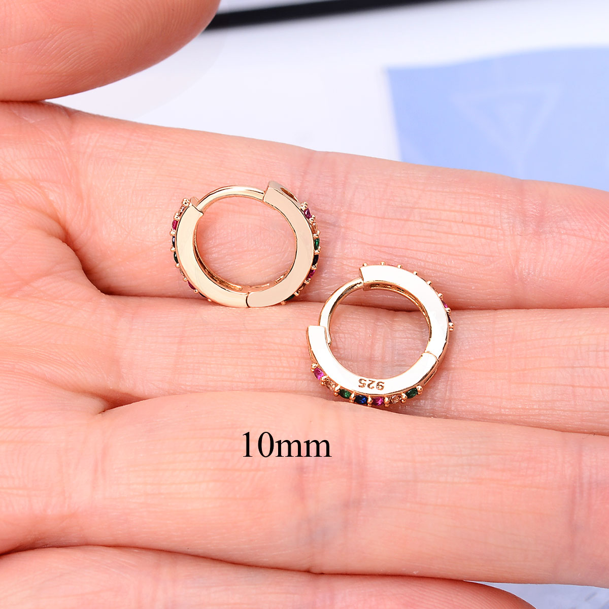 Rainbow CZ Huggies Hoop Earrings Girl Tiny Rings Cartilage Small Helix Piercing Tragus Conch Earlobe Circle Men Hoops Arete