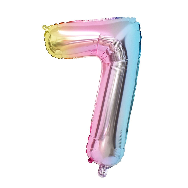 1Set Rainbow Unicorn Balloon 32 inch Number Foil Balloons 1st Kids Unicorn Theme Birthday Party Decorations Baby Shower Globos