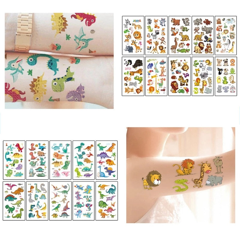 10Sheets/lot Children Cute Cartoon Unicorn Temporary Tattoo Stickers Baby Shower Kids Body Makeup Sticker Tattoos Mermaid Party