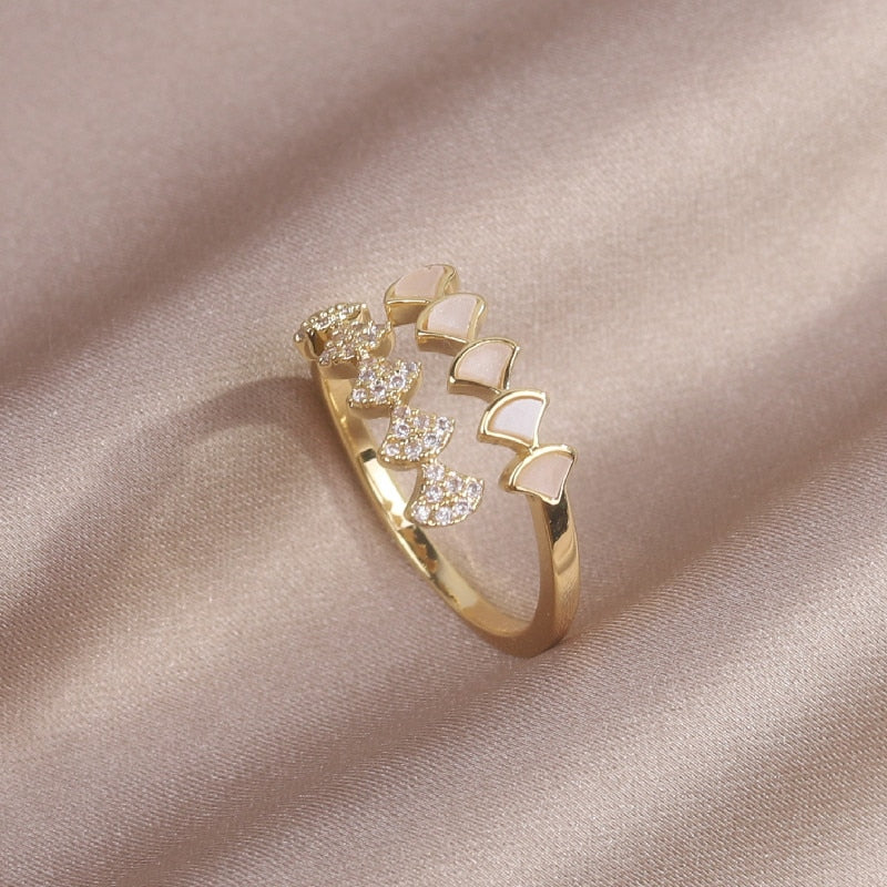 Korea New  Fashion Jewelry Exquisite 14K Real Gold Plated AAA Zircon Ring Elegant Women&#39;s Opening Adjustable Wedding Gift
