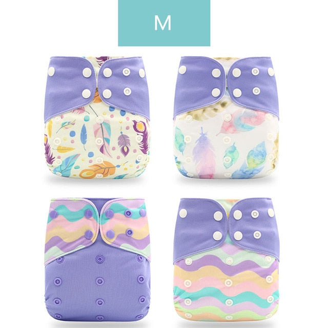 Happyflute 2023 4pcs/set Washable Eco-friendly Baby Cloth Diaper Ecological Adjustable Nappy Reusable Diaper Fit 0-2year 3-15kg