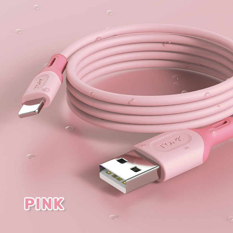 TOPK AN84 مايكرو USB نوع C كابل ل شاومي redmi نوت 9 3A شحن سريع السائل سيليكون الهاتف المحمول كابل البيانات لسامسونج