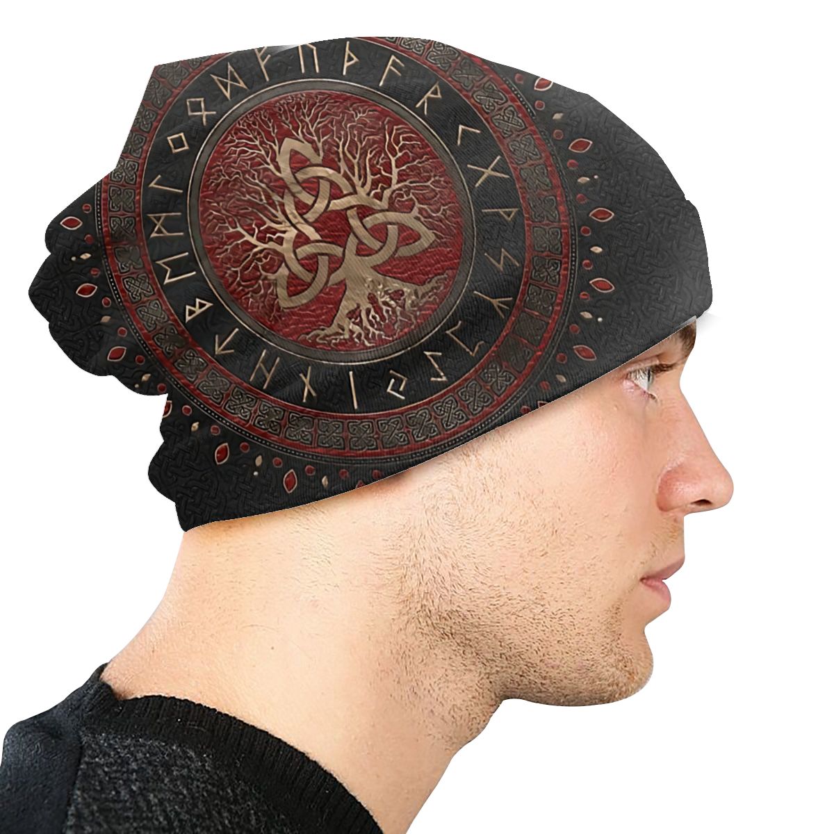 Bonnet Hats Viking Ragnar Lothbrok Men Women&#39;s Knitting Hat Tree Of With Triquetra Winter Warm Cap Street Skullies Beanies Caps