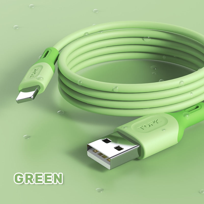 TOPK AN84 مايكرو USB نوع C كابل ل شاومي redmi نوت 9 3A شحن سريع السائل سيليكون الهاتف المحمول كابل البيانات لسامسونج
