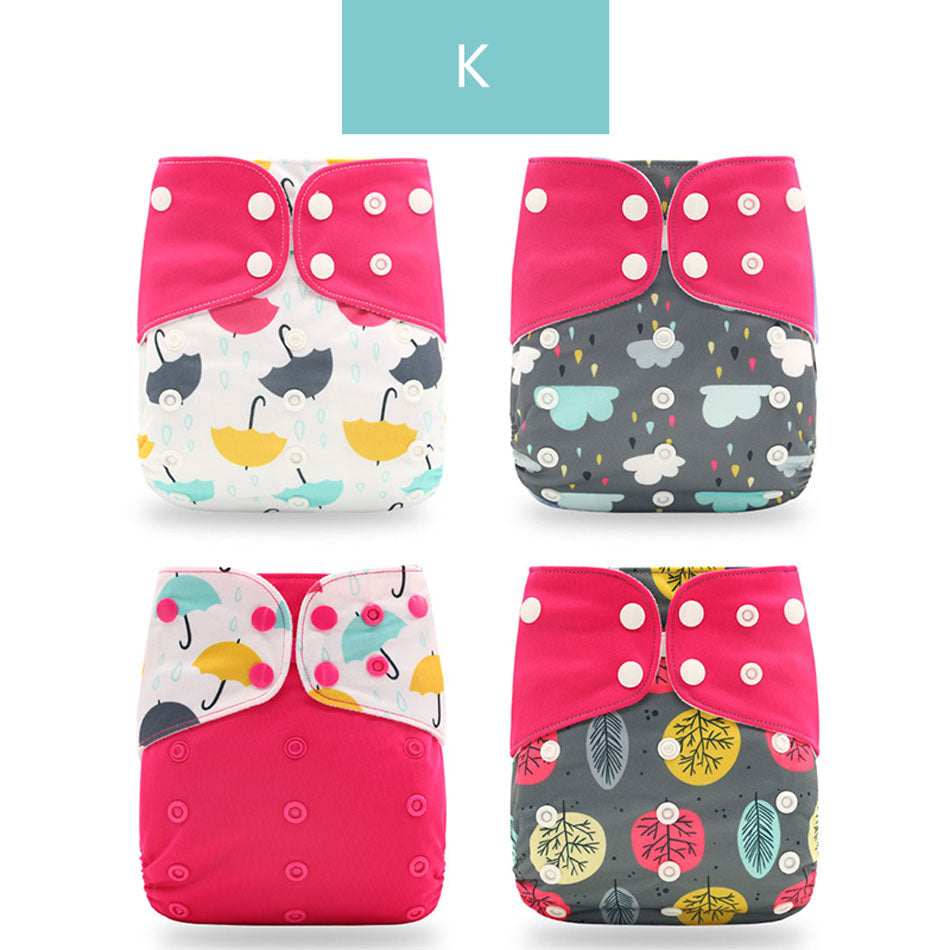 Happyflute 2023 4pcs/set Washable Eco-friendly Baby Cloth Diaper Ecological Adjustable Nappy Reusable Diaper Fit 0-2year 3-15kg