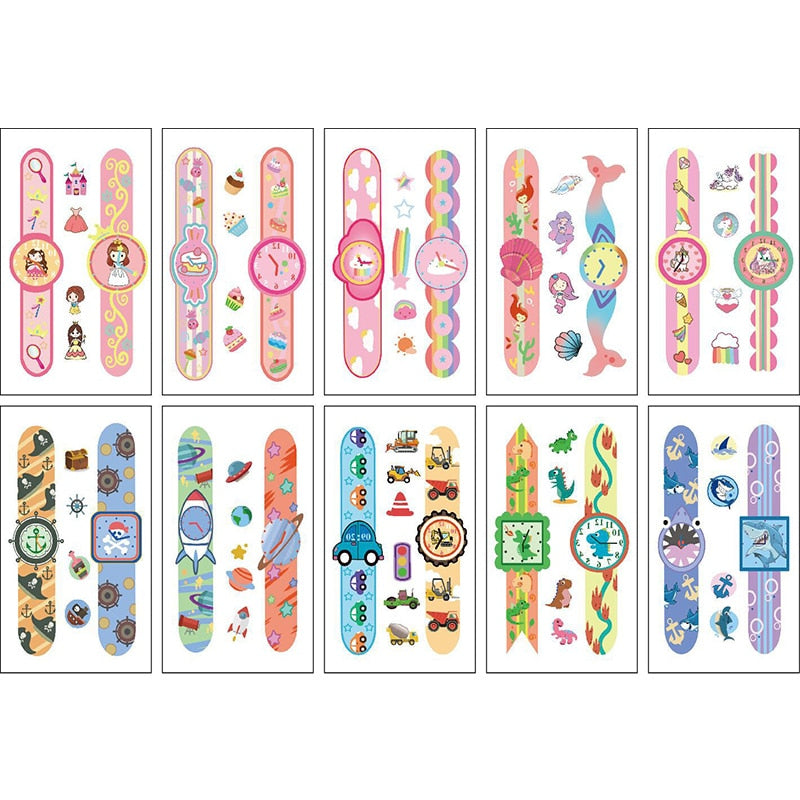 10Sheets/lot Children Cute Cartoon Unicorn Temporary Tattoo Stickers Baby Shower Kids Body Makeup Sticker Tattoos Mermaid Party