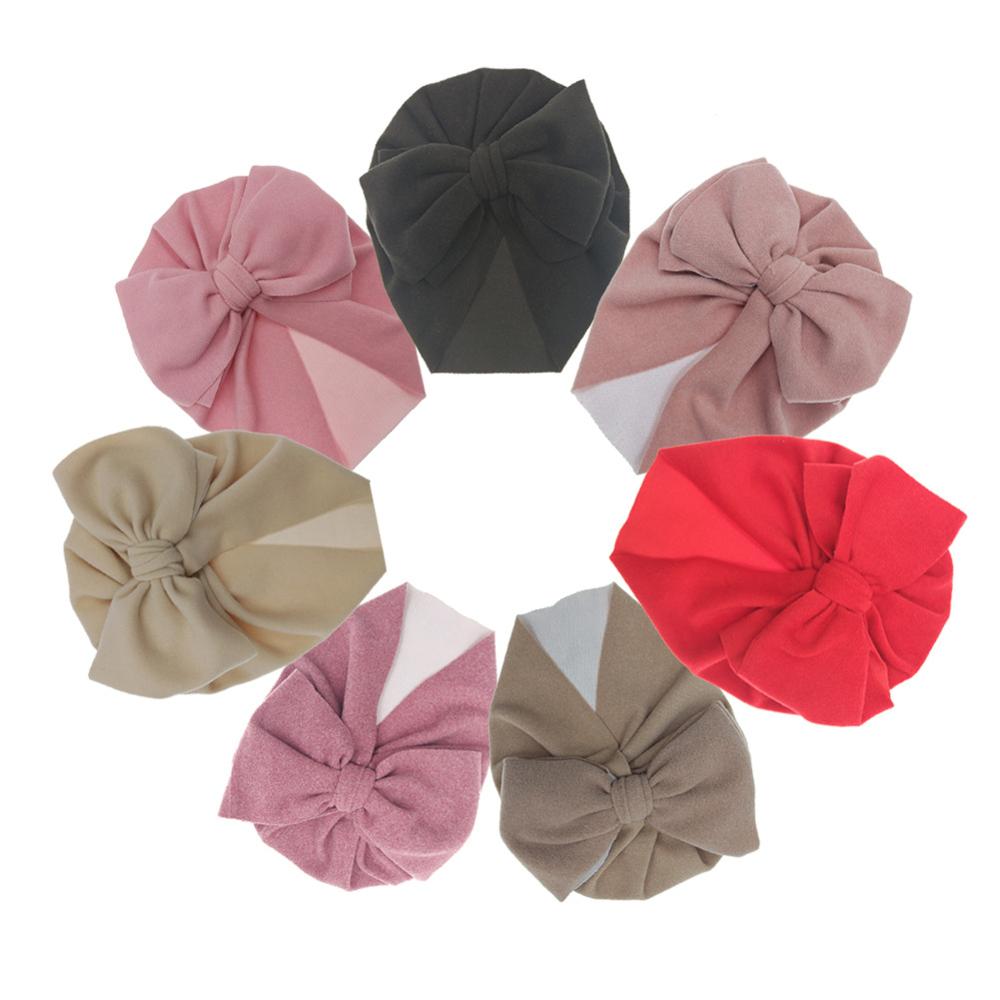 Cotton Baby Hat Newborn Baby Infant Baby Cap Newborn Baby Beanie Top Bow Knot Newborn Photography Props Baby Turban