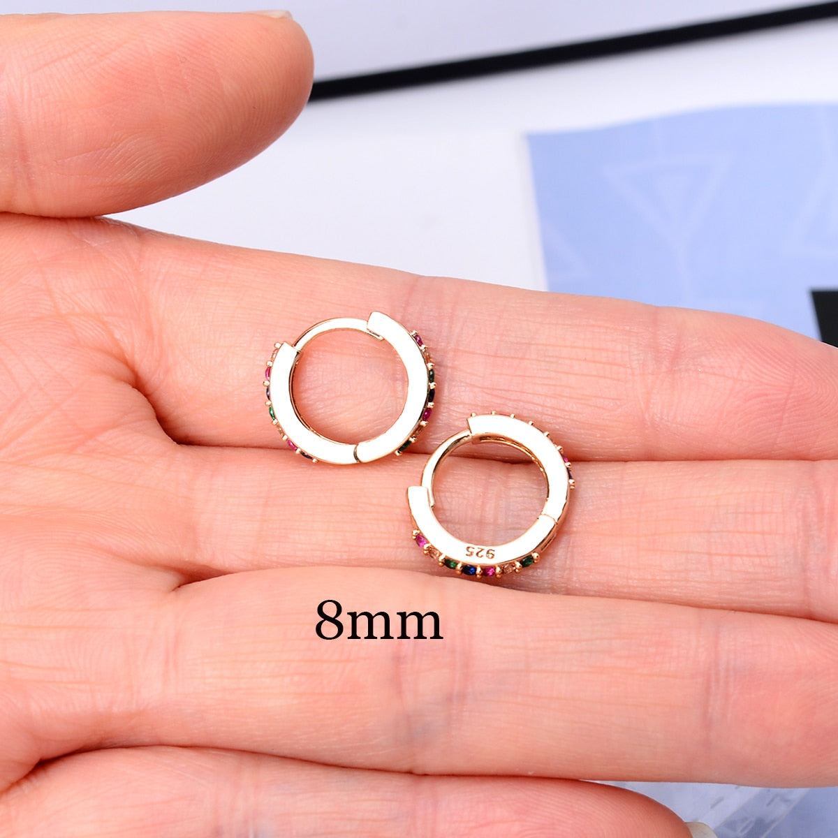 Rainbow CZ Huggies Hoop Earrings Girl Tiny Rings Cartilage Small Helix Piercing Tragus Conch Earlobe Circle Men Hoops Arete