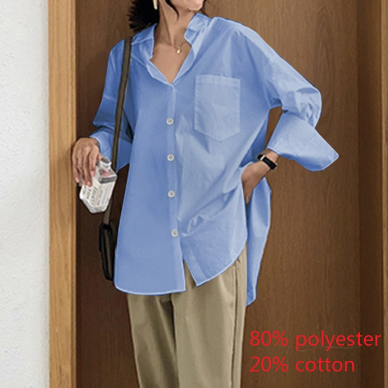 Celmia 2023 Fashion Shirts White Tunic Tops Autumn Women Long Sleeve Blouse Casual Solid Button Asymmetrical Loose Party Blusas
