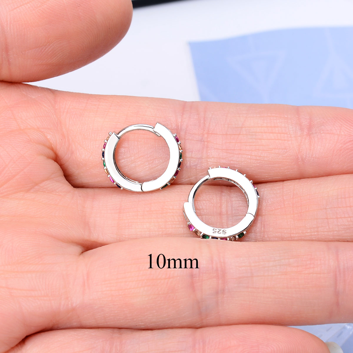 Rainbow CZ Huggies Hoop Earrings Girl Tiny Rings Cartilage Small Helix Piercing Tragus Conch Earlobe Circle Men Hoops Arete