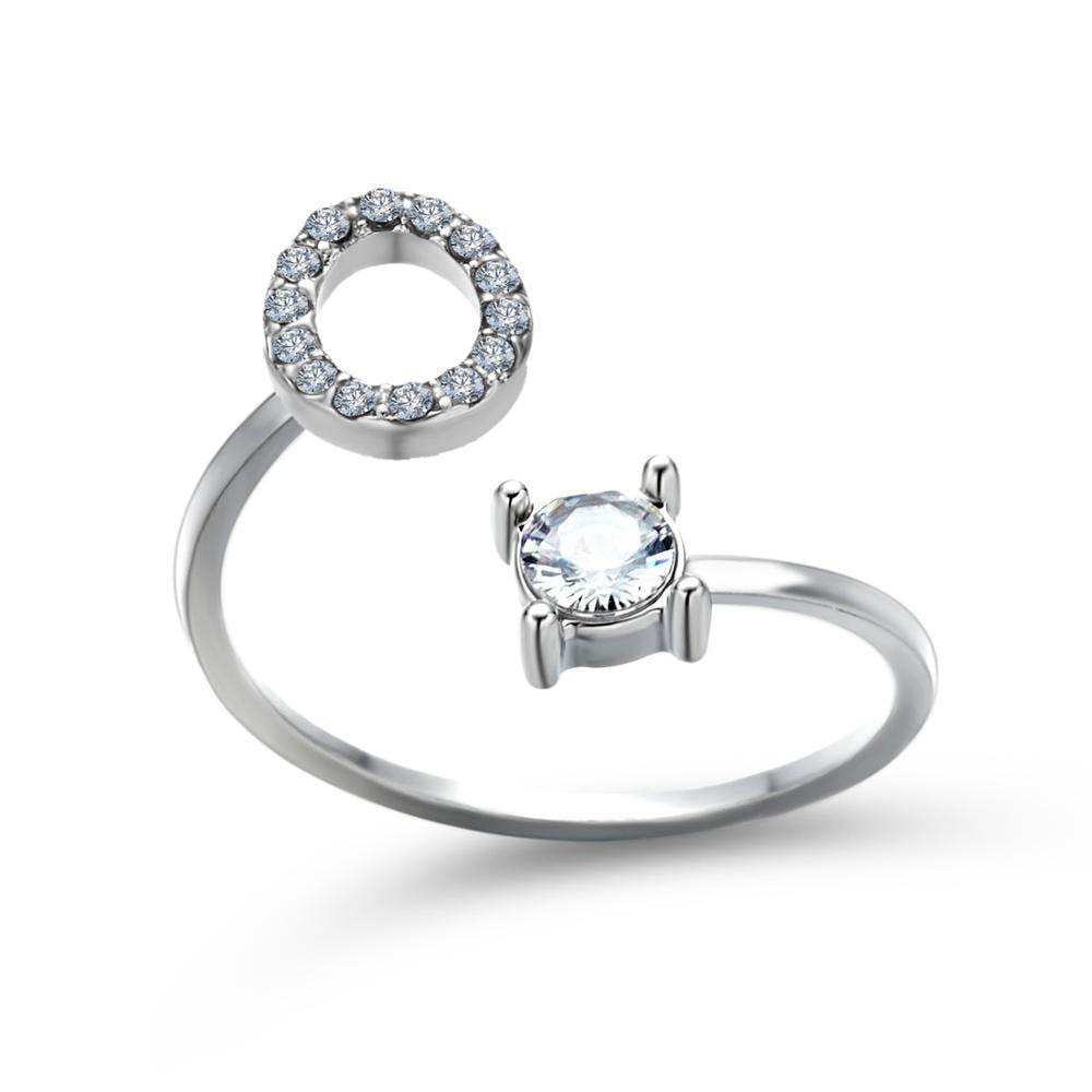 1PC Shining Rhinestone Mosaic 26 Letters Initial Ring New Fashion Opening Cuff Ring For Women Charm Jewelry Gift