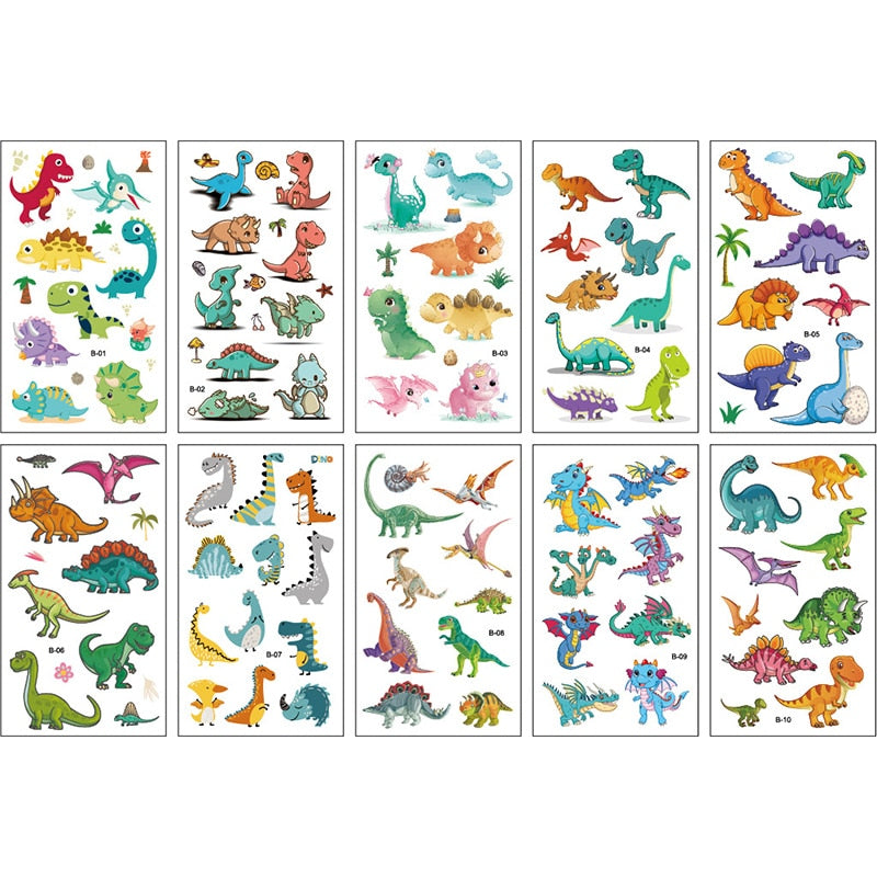10Sheets/lot Children Cute Cartoon Unicorn Temporary Tattoo Stickers Baby Shower Kids Body Makeup Sticker Tattoos Mermaid Party