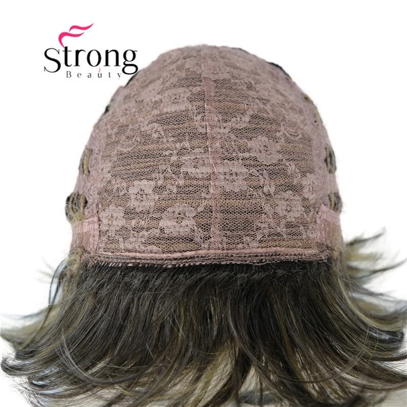 StrongBeauty Short Cute Brown Highlights Straight synthetic Women's Wig for Everyday COLOUR CHOICES