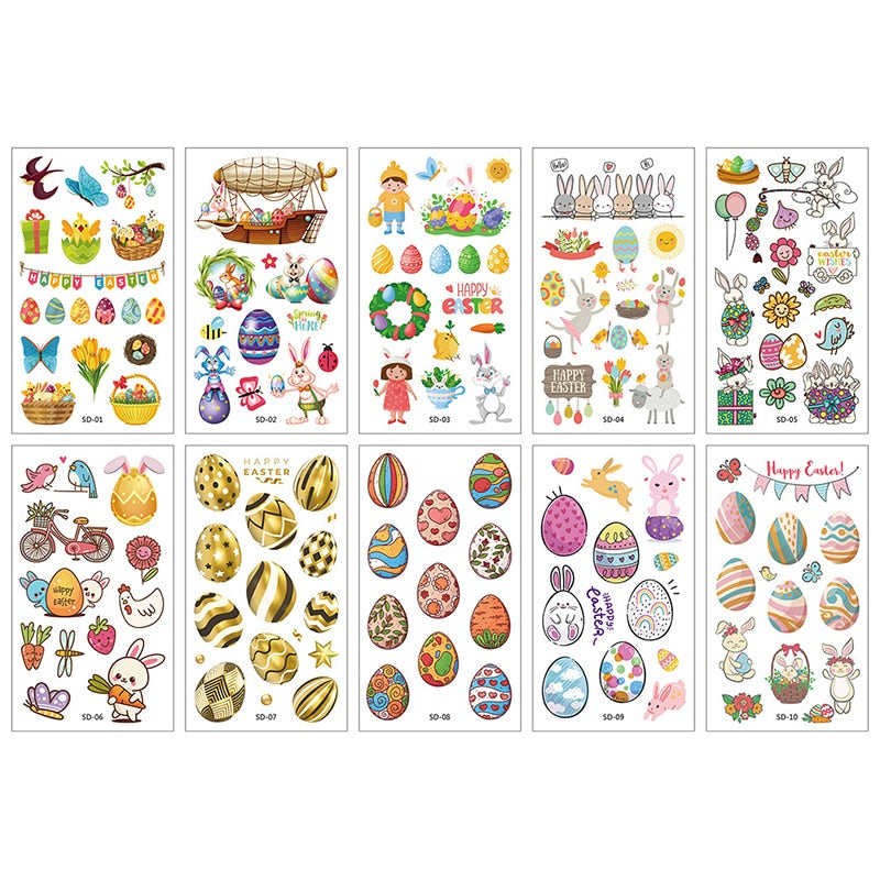 10Sheets/lot Children Cute Cartoon Unicorn Temporary Tattoo Stickers Baby Shower Kids Body Makeup Sticker Tattoos Mermaid Party