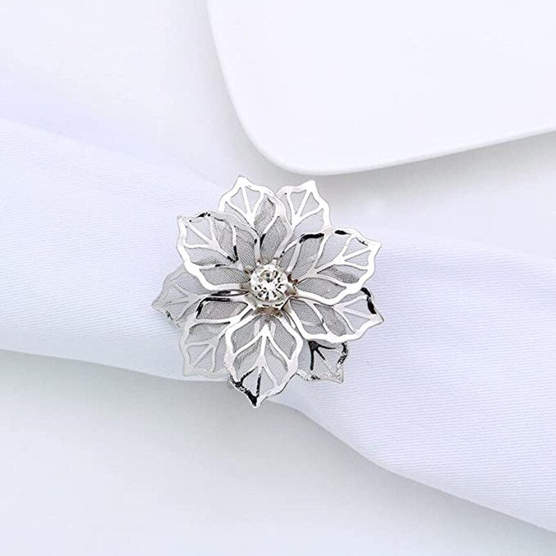 12pcs Back Pattern Wedding Napkin Rings Table Decoration Hollow Out Family Gatherings Everyday Use Napkin Buckle Holder