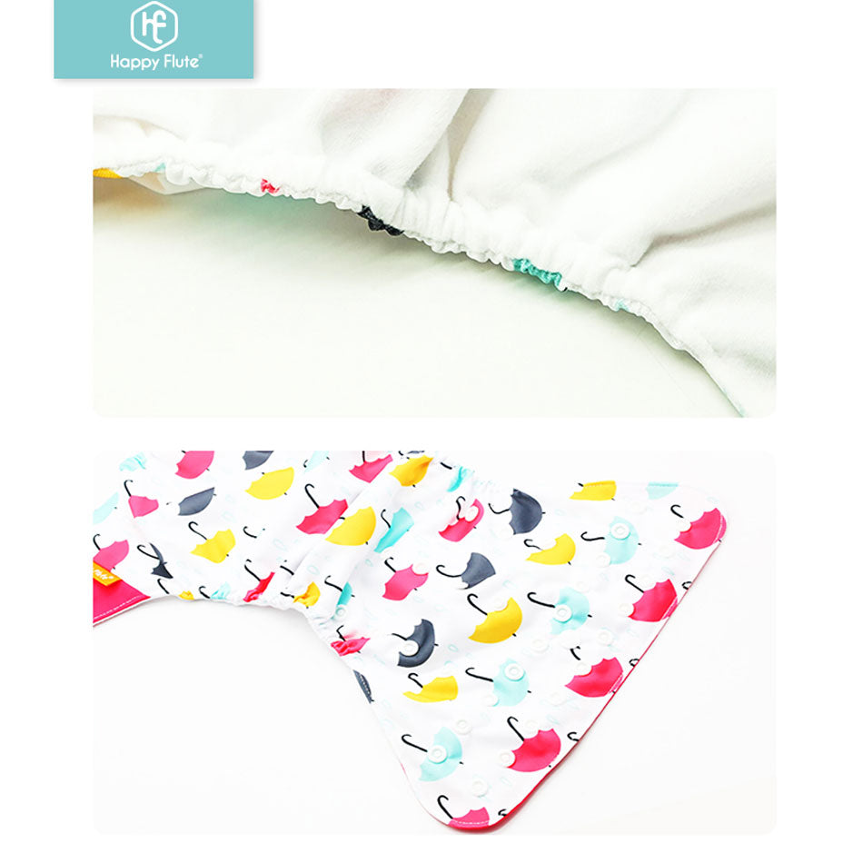 Happyflute 2023 4pcs/set Washable Eco-friendly Baby Cloth Diaper Ecological Adjustable Nappy Reusable Diaper Fit 0-2year 3-15kg