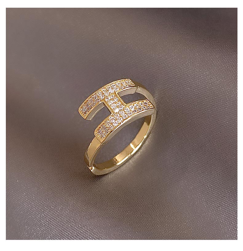 Korea New  Fashion Jewelry Exquisite 14K Real Gold Plated AAA Zircon Ring Elegant Women&#39;s Opening Adjustable Wedding Gift