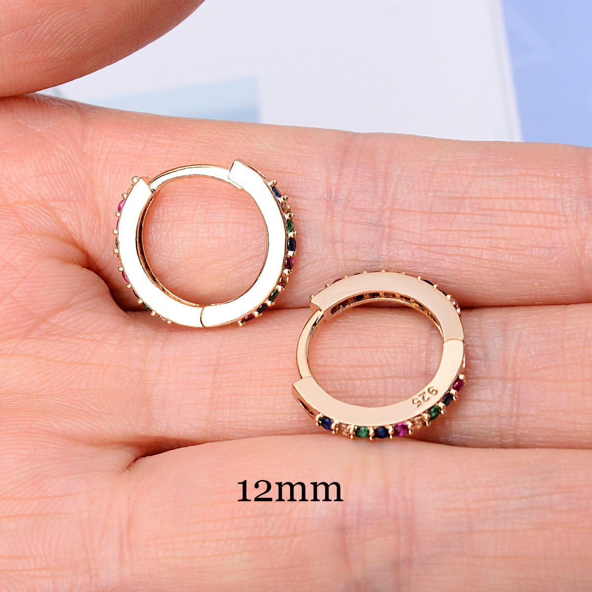 Rainbow CZ Huggies Hoop Earrings Girl Tiny Rings Cartilage Small Helix Piercing Tragus Conch Earlobe Circle Men Hoops Arete