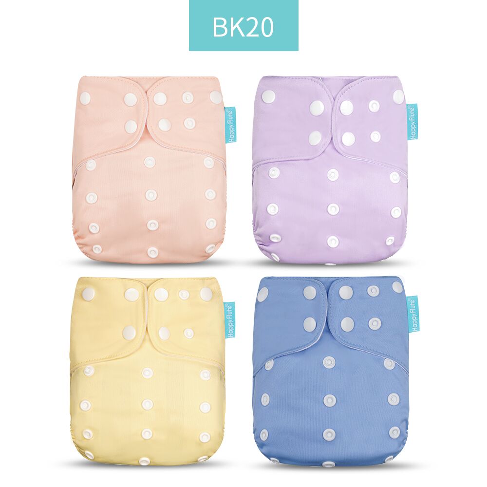 Happyflute 2023 4pcs/set Washable Eco-friendly Baby Cloth Diaper Ecological Adjustable Nappy Reusable Diaper Fit 0-2year 3-15kg