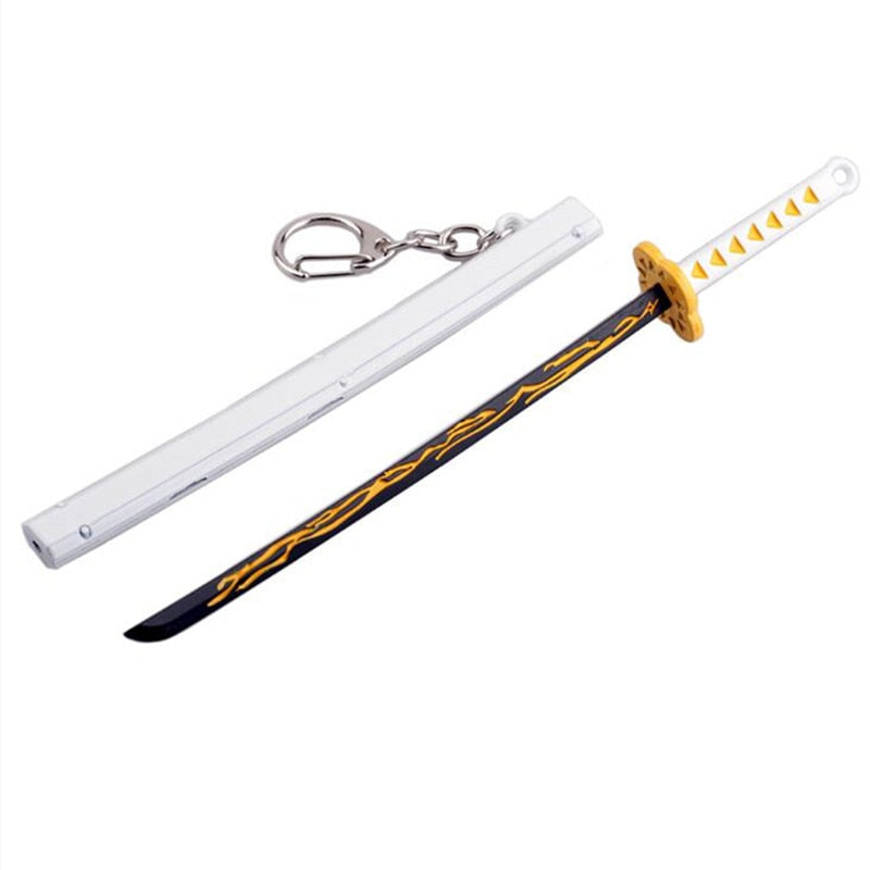 Demon Slayer Sword Keychain Japan Anime Demon Slayer Kimetsu no Yaiba Cartoon Kamado Tanjirou Blade Chaveio Weapons Props Gifts