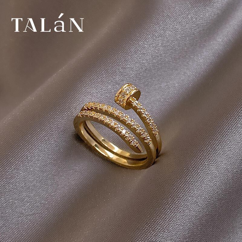 Korea New  Fashion Jewelry Exquisite 14K Real Gold Plated AAA Zircon Ring Elegant Women&#39;s Opening Adjustable Wedding Gift