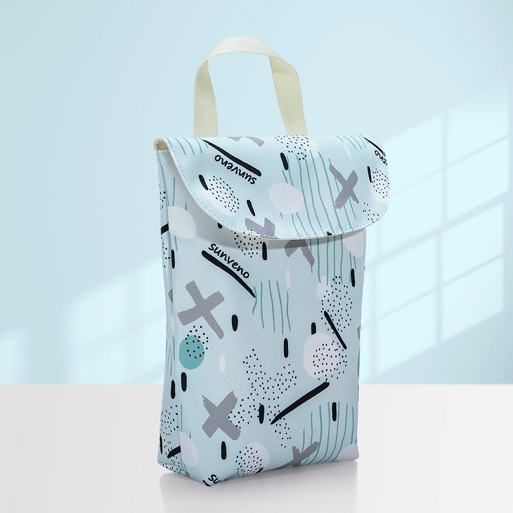 Sunveno Baby Diaper Bag Organizer Reusable Waterproof Wet/Dry Cloth Bag Mummy Storage Nappy Bag for Disposable diaper Clothing