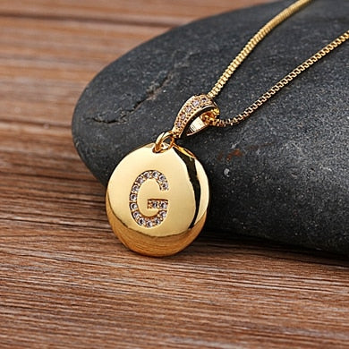 Nidin Top Quality Women Girls Initial Letter Necklace 26 A-Z Charm Neck Pendants Copper CZ Jewelry Personal Gifts Wholesale