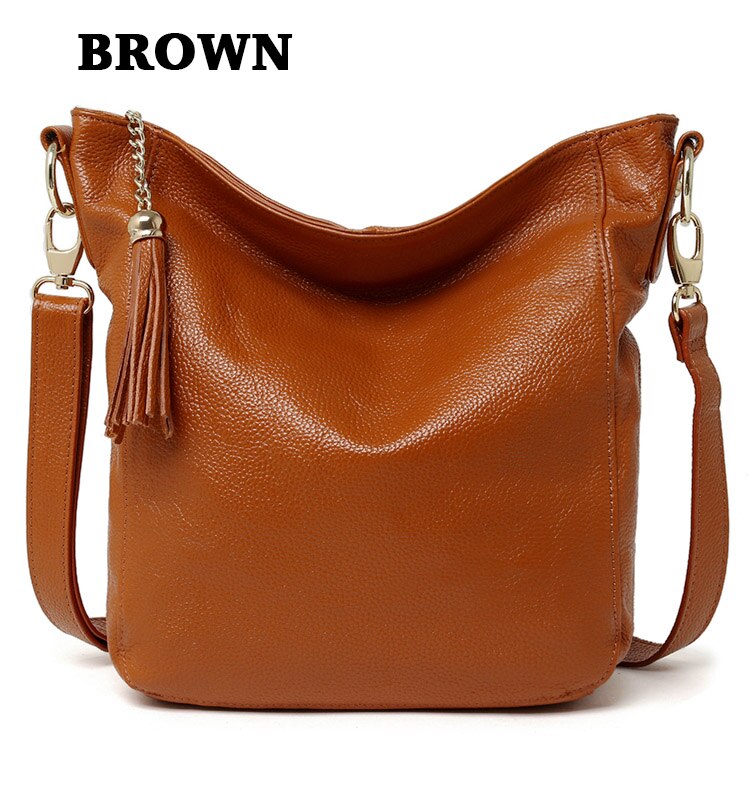 Everyday Use 100% cowhide Female Tassels HOBO,Women GENUINE LEATHER Shoulder bag, Top Layer Leather Messenger Crossbody bag A066