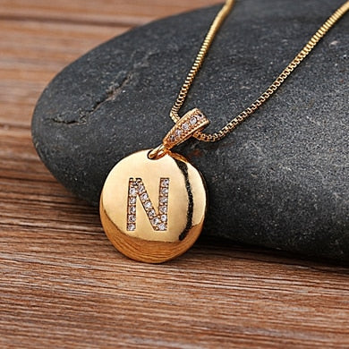 Nidin Top Quality Women Girls Initial Letter Necklace 26 A-Z Charm Neck Pendants Copper CZ Jewelry Personal Gifts Wholesale