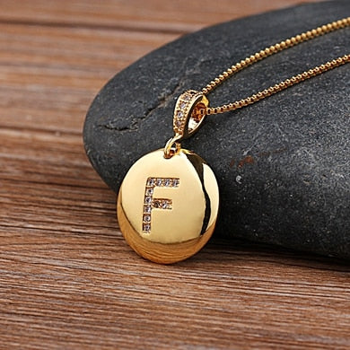 Nidin Top Quality Women Girls Initial Letter Necklace 26 A-Z Charm Neck Pendants Copper CZ Jewelry Personal Gifts Wholesale