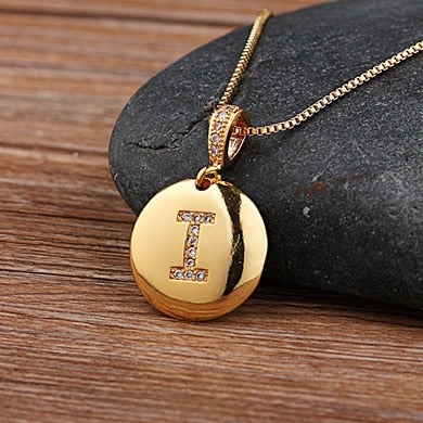 Nidin Top Quality Women Girls Initial Letter Necklace 26 A-Z Charm Neck Pendants Copper CZ Jewelry Personal Gifts Wholesale