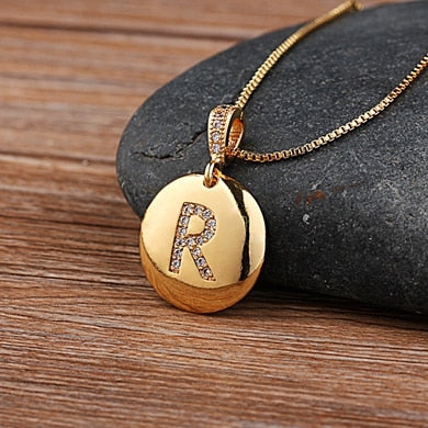 Nidin Top Quality Women Girls Initial Letter Necklace 26 A-Z Charm Neck Pendants Copper CZ Jewelry Personal Gifts Wholesale