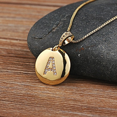 Nidin Top Quality Women Girls Initial Letter Necklace 26 A-Z Charm Neck Pendants Copper CZ Jewelry Personal Gifts Wholesale