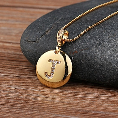 Nidin Top Quality Women Girls Initial Letter Necklace 26 A-Z Charm Neck Pendants Copper CZ Jewelry Personal Gifts Wholesale